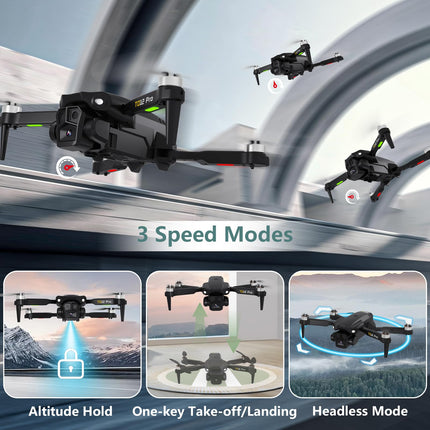 Toladrone Drone with Camera 1080P, Drone with Brushless Motor Altitude Hold Headless Mode 2 Cameras Foldable FPV Drones RC Quadcopter for Beginners TD12Pro