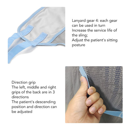 Patient Lift, 4 Positions, Easy to Wash, Patient Transfer Belt, 230 kg Capacity, Mesh for Home Use (XL)