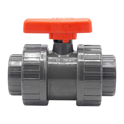 PVC ball valve with internal thread I 1 1/2" x 1 1/2" I Screw connection for connectors with external thread I 2-way shut-off valve I PVC pipe connector I Ball valve for pool and pond construction I bm038