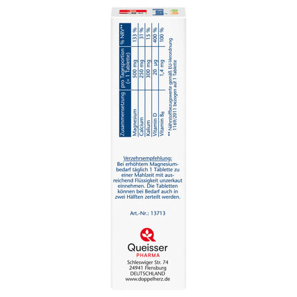Doppelherz Magnesium 500 + Calcium + Potassium - High-dose magnesium contributes to normal muscle function and electrolyte balance - 30 tablets