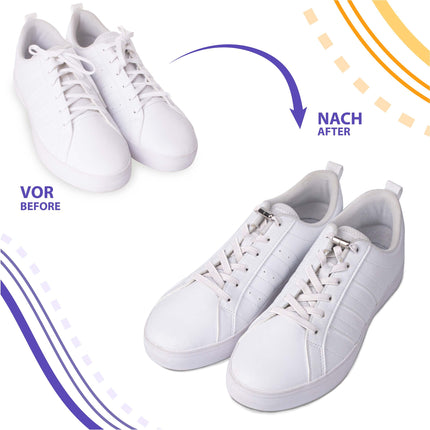 SULPO flat no-tie shoelaces - Elastic shoelaces with metal caps - Quick-release shoelaces - Rubber shoelaces for adults &amp; children - No-tie shoelaces
