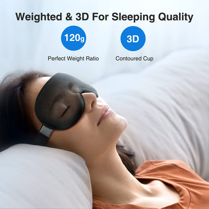 Umisleep 2024 Weighted Sleep Mask for Men &amp; Women, 3D Eye Mask Sleep Mask for Pressure Relief, 100% Light Blocking Sleep Mask with Adjustable Strap for Travel, Yoga, 120 g, Black