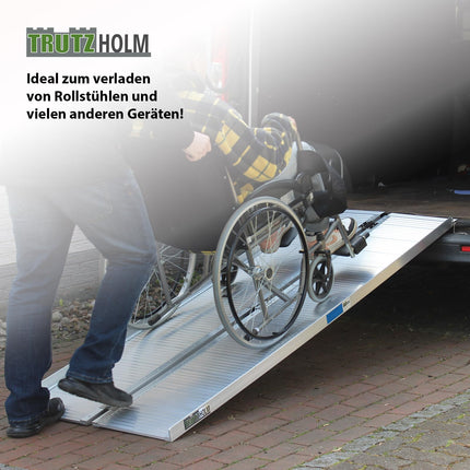TRUTZHOLM wheelchair ramp foldable 213 cm load capacity 272 kg aluminum grey ribbed access ramp
