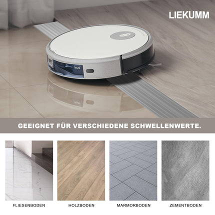 LIEKUMM 1 cm high PVC door threshold ramp, 800 kg load capacity, door threshold ramp for robot vacuum cleaners, wheelchair ramp for indoor and outdoor use, threshold ramp for electric wheelchairs, strollers, garages, gray