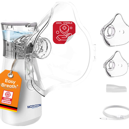 Easy Breath® Pro – TÜV-certified sterile masks. Professional, whisper-quiet inhalation device for children and adults, portable, rechargeable, with Smart Fill® canister – for optimal treatment.