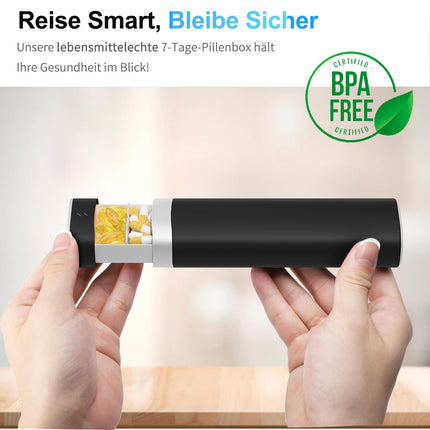 7-Day Pill Box, Betife BPA-Free Daily Pill Box, Weekly Travel Medicine Box, Pill Box for Vitamins, Medications, Pills, Tablet Organizer for on the Go (Black)