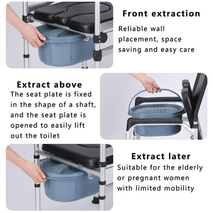 LXURY Commode Chair for Seniors with Wheels Height Adjustable Shower Commode Chair Mobile Shower Chair with Seat and Backrest for Disabled People Commode Chair for Adults,002