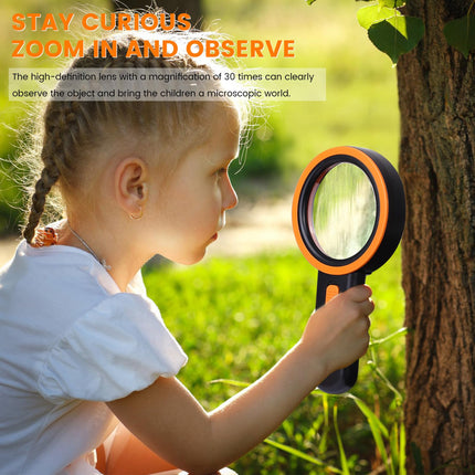 AIXPI Magnifying Glass with Light, 30x Reading Magnifier, 12 LEDs Magnifying Glass, Handheld Magnifying Glass Illuminated Magnifier for Children, Seniors, Jewelers, Coins (Black)