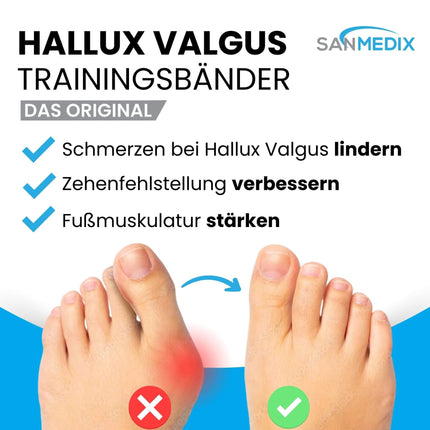 Sanmedix Hallux Valgus Toe Spreader Training Band for the Toe - Correction Set for Women and Men to Relieve Bunion Pain