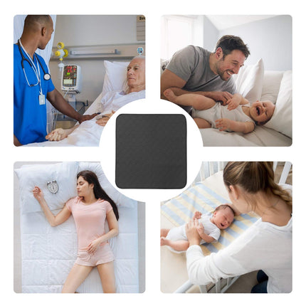 Incontinence Chair Pad, Washable, Non-Slip, Reusable Incontinence Bed Protector, Washable Seat Pad, Large Bed Chair Pad (Black 51*56 cm)