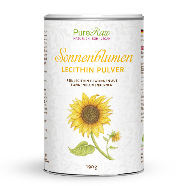Sunflower Lecithin Powder for Cooking &amp; Baking - Sunflower Lecithin Powder, Vegan Phosphatidylcholine Emulsifier, Fine Granules - Sunflower Lecithin Powder | PureRaw 190g