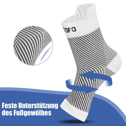 PUTUO Neuropathy Socks for Men Women: Orthopedic Compression Socks Plantar Fasciitis Socks Ankle Brace Large L/XL White 4 Pairs