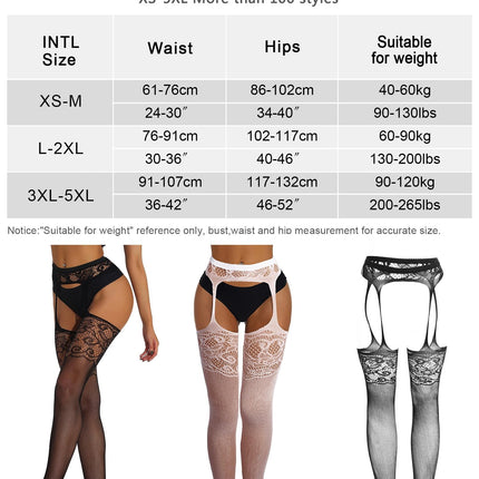 ohyeahlady Fishnet Tights Black XXL Tights for Women Sexy Open Crotch Large Size Stockings Suspender Lingerie Lace Stockings Elastic Suspender Tights (Black, L-XXL)