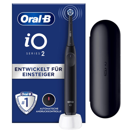 Oral-B iO Series 2 Electric Toothbrush, 1 Brush Head, 3 Brushing Modes, Magnetic Technology, Travel Case, Designed by Braun, Night Black
