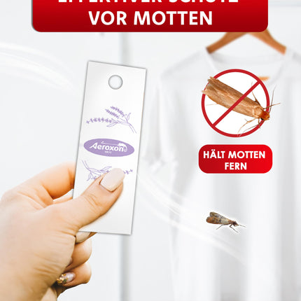 Aeroxon Moth Protection Wardrobe 24 Moth Papers - Effective protection against clothes moths, textile protection for up to 3 months, lavender scent, moth protection paper for clothes, wardrobe &amp; textiles