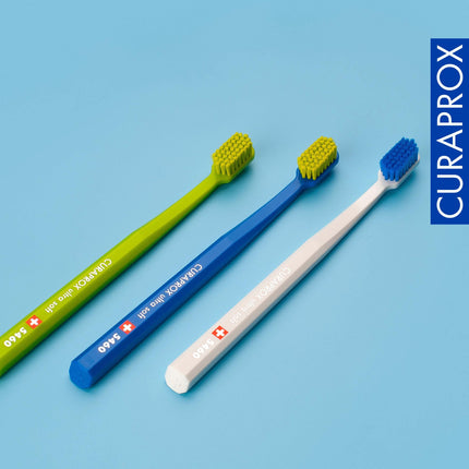 Curaprox Toothbrush Set CS 5460-3-Pack Ultra Soft Manual Toothbrush for Adults 5460 with super soft CUREN bristles -Random Color