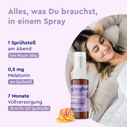 Melatonin Spray Berry - Premium: 5 times higher dosage* for 220 days + Passionflower, Valerian, Lemon Balm, Lavender, Vitamins B6 &amp; B1 - Sleep Spray without alcohol, sugar-free and vegan