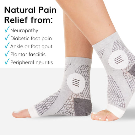 BraceAbility Neuropathy Socks with Peripheral Neuritis Compression Diabetic Toeless Foot Sleeves for Nerve Damage Pain Feet, Ankle Gout, Plantar Fasciitis Relief for Men and Women (M)