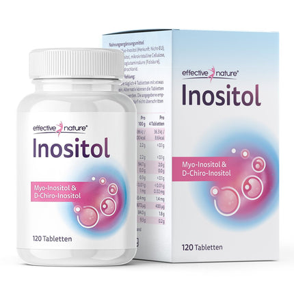 Effective Nature Inositol Tablets – Myo- &amp; D-Chiro-Inositol in the optimal ratio – with 400 µg folic acid per daily dose – Vegan &amp; without additives – 120 Tablets