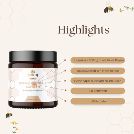 bedrop Wellness Set | Bee Cream (Bee Venom Ointment) 100g + Royal Jelly Capsules 60 Capsules, rich in biotin, folic acid &amp; more