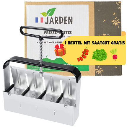 Jarden® Manual Soil Ball Press – 4x square soil balls (5x5 cm) – Robust stainless steel soil pot press – Perfect for seedlings &amp; seeds