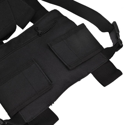 Walkie Talkie Chest Adjustable Pocket Strap Pockets Front Pocket Radio Chest Strap With Reflective Strips Outdoor Vest Suitable for Police, Production Workshop, Construction Site