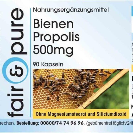 Fair &amp; Pure® - Bee Propolis Capsules 500mg - 90 Capsules - natural - rich in flavonoids and procyanidins - without magnesium stearate