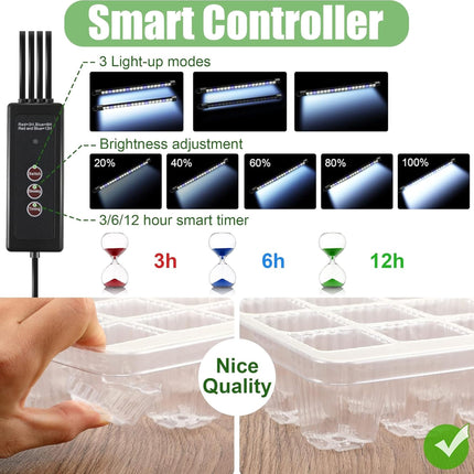 VEEKAY Indoor Greenhouse Propagator, 2 Pieces 80 Hole Mini Greenhouse Propagation Set with Plant Lamp, Propagation Tray with Timing Controller Adjustable Brightness, 20 Plant Labels for Seedling Plant