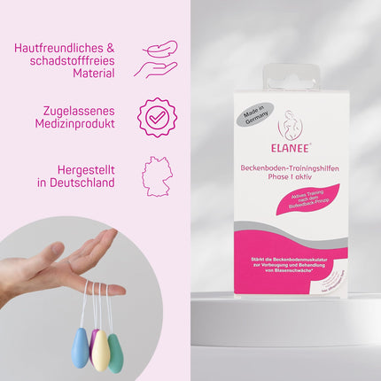 ELANEE Pelvic Floor Training Aids Phase I active to strengthen the pelvic floor muscles in cases of bladder weakness, set of 4 cones (701-00)