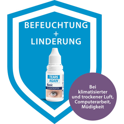 TEARS AGAIN 15ml Basic eye drops for dry and tired eyes, Hyaluron 0.2%, eye drops for moisturizing the eyes