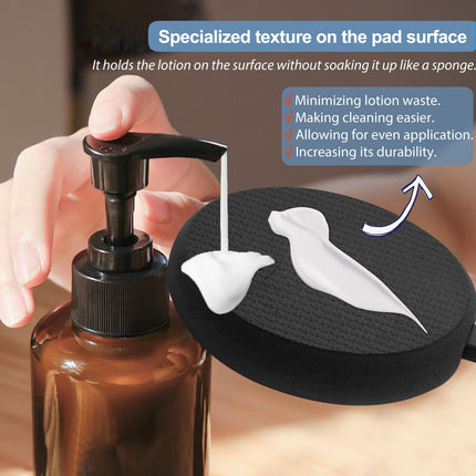 Lotion Applicator for Back, Feet, and Legs, Long Plastic Handle, Moisturizer, Sunscreen, and Ointment Applicator for Elderly Men and Women with 3 Washable Pads (Black)