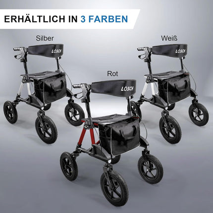 TABAS Rollator foldable &amp; lightweight with seat | Price/performance winner | Outdoor rollator with pneumatic tires, seat &amp; back strap, bag &amp; cane holder | Rollator for seniors | Walking aid from Lösch Reha
