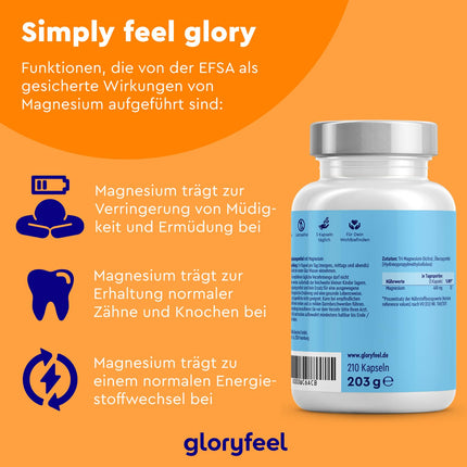 Magnesium Citrate Capsules - 2500mg, of which 400mg elemental magnesium per day - 210 Capsules Tri-Magnesium Citrate High Dose - Vegan, laboratory-tested, made in Germany without additives