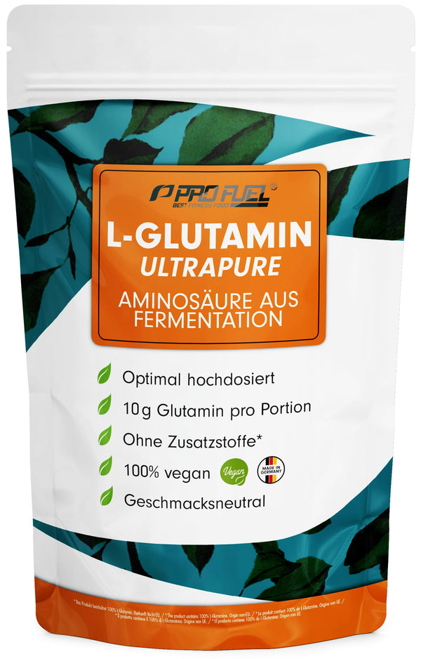 L-Glutamine Powder 500g vegan, optimally high dosage &amp; tasteless, L-Glutamine without additives, ultrapure with over 99.9% purity, from fermentation, laboratory-tested, supply for 50 days