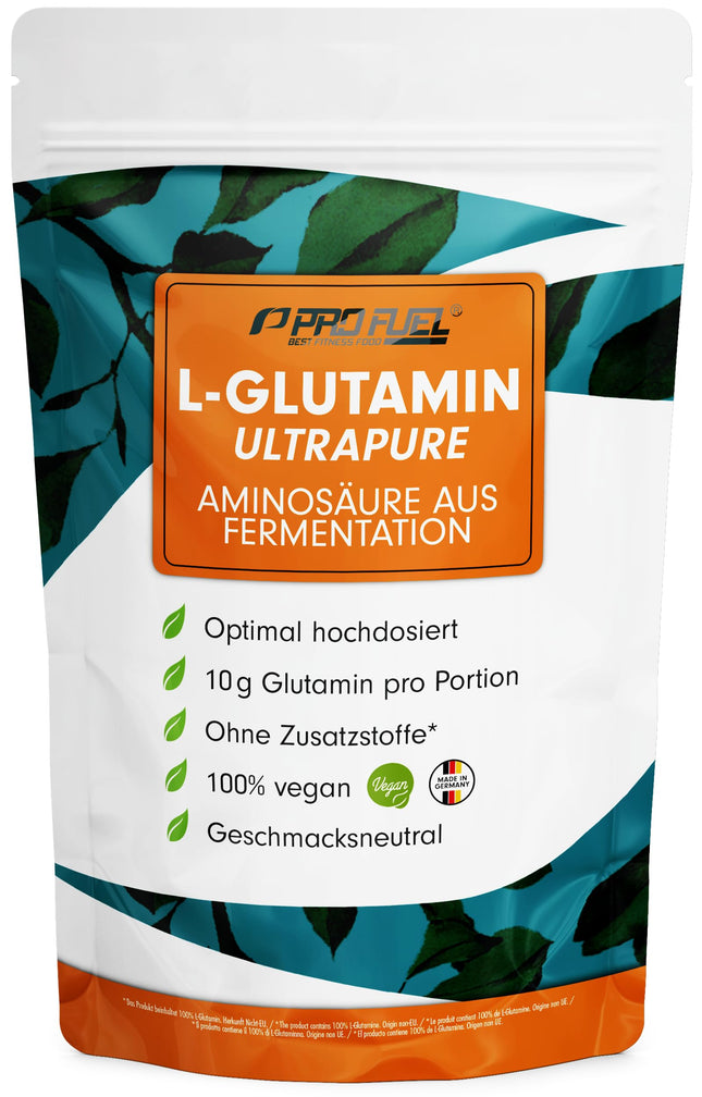 L-Glutamine Powder 500g vegan, optimally high dosage &amp; tasteless, L-Glutamine without additives, ultrapure with over 99.9% purity, from fermentation, laboratory-tested, supply for 50 days
