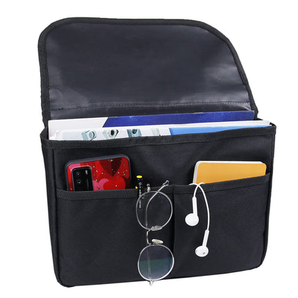 Side Wheelchair Bag, Oxford Cloth Sturdy Handle Wheelchair Bag Large Capacity Wheelchair Storage Bag Walker Accessories (Black)