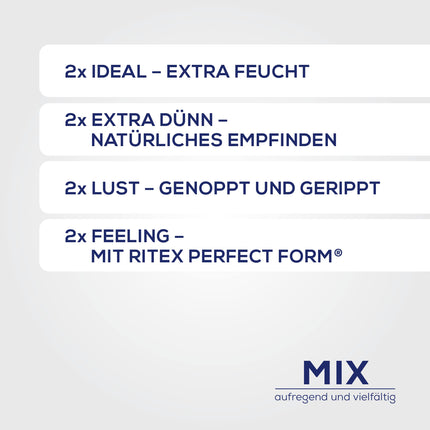 Ritex Mix condom assortment, exciting and diverse, 8 pieces, Made in Germany