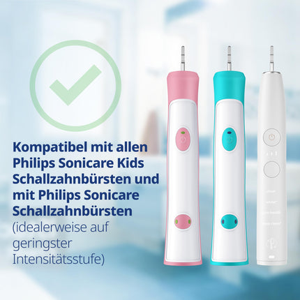 demirdental replacement brushes for kids, suitable for Philips Sonicare replacement brushes Kids, children's sonic toothbrushes, children's replacement brushes from 7 years, corresponds to HX6044, turquoise, set of 8