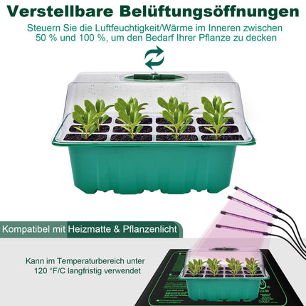 Mini greenhouse cultivation, 3 pieces indoor greenhouse cultivation box, seedling starter trays, greenhouse cultivation trays with lid ventilation