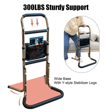 Elderly standing aid, standing aid, standing and sitting aid, adjustable height standing aid, mobile standing aid with storage bag and 4 handles, suitable for elderly and disabled people