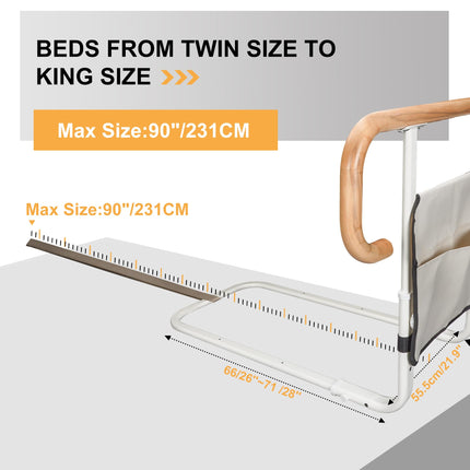 REAQER Adjustable Standing Aid Bed for Seniors Beds with Storage Bag Bed Rail Bed Handle Safety Strap Prevention of Falls