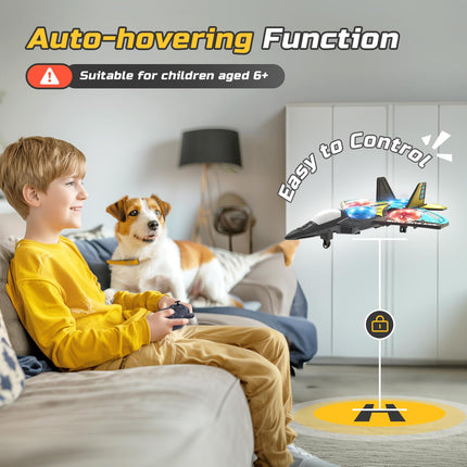 RC Drone for Kids and Beginners, Remote Controlled Airplane with Light, Hover Drone, 360° Flip and 2 Batteries (18 Minutes)