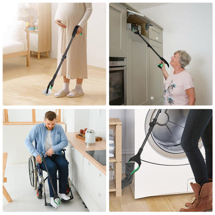 Grabber for Seniors, Apritsce Foldable Grabber, 81 cm Long Rotatable Garbage Tongs with Magnet and Shoehorn, Grabber Arm for Garbage Collection (Green)