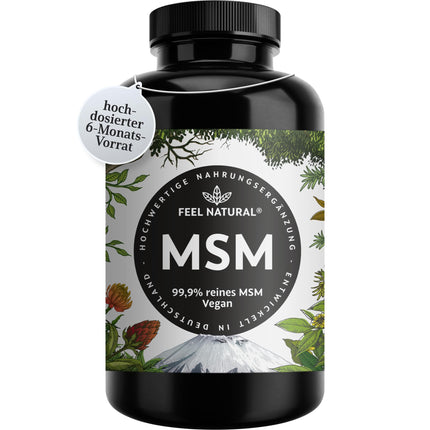 MSM Tablets - 2000mg MSM (Methylsulfonylmethane) per daily dose - 365 Tablets (6 months) - With natural vitamin C from acerola - High dosage, vegan, laboratory-tested, without unwanted additives