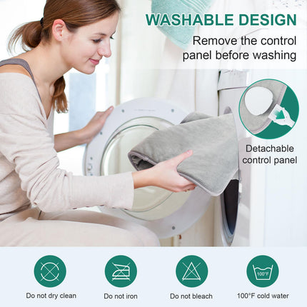 Nalezuns Electric Heating Pad for Back and Shoulder, 60 x 100 cm Heat Wrap with Fast Heating, 6 Temperature Levels with 4 Timers, Heating Pad for Back, Auto-OFF Timer, Flannel Material, Washable