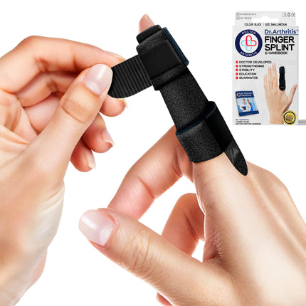 Dr. Arthritis Doctor-Designed Finger Brace, Finger Splint Little Finger/Middle Finger/Index Finger, Finger Protection for Injury with Braces &amp; Splints, Black, S/M, One Size