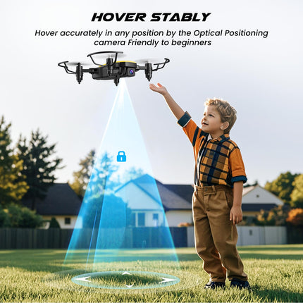 SIMREX X300C Drone with 720P HD Camera, RC Quadcopter Foldable Drone, Mini Drone with Altitude Hold, 3D Flip, Headless Mode, Gravity Control and 2 Batteries, Gifts for Kids, Adults, Yellow