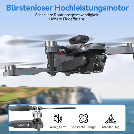 HYTOBP M°max Drone with 1080P Camera for Adults, Drones for Kids Brushless Motor, RC Drone, 3 Batteries, 5G WiFi, Altitude Hold, One-Button Takeoff/Landing, Headless Mode, 3D Flip
