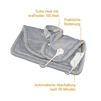 medisana HP 622 Heating Pad for Neck &amp; Shoulder, Electric Heat Cape, Overheating Protection &amp; Automatic Shut-Off, 6 Temperature Settings, Washable, Gray