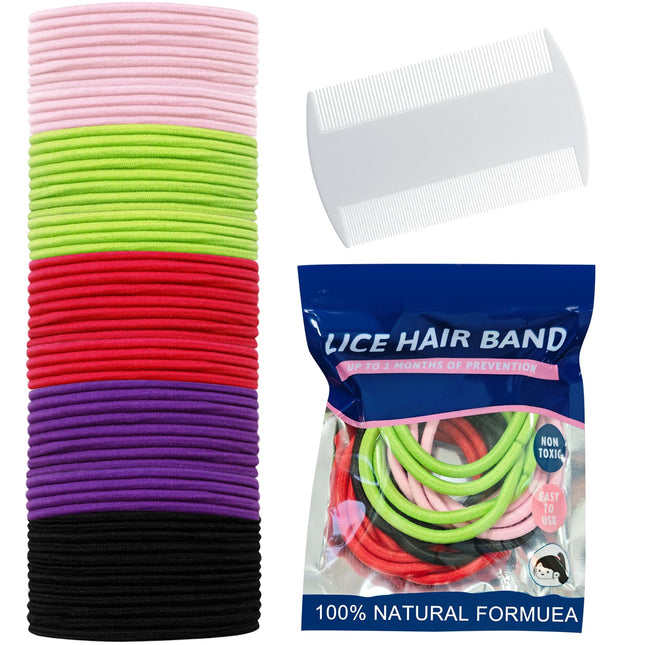 60 Piece Anti Lice Hair Tie Set With Lice Comb Against Head Lice Colorful Elastic Anti Lice Hair Tie Contains Essential Oils Safe Healthy Effective Lice Remedy Head Lice